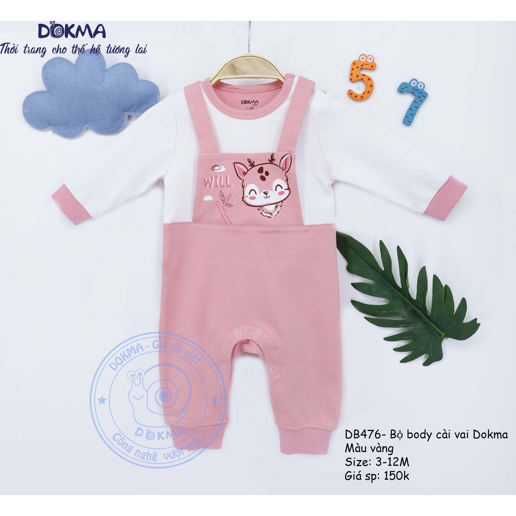 Dokma - Body Cài vai phối kẻ yếm 3-9m DB476