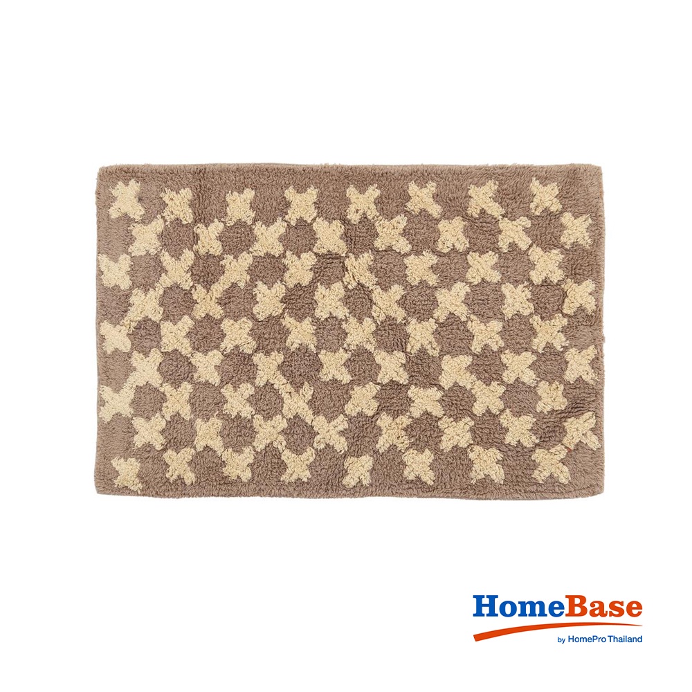 HomeBase HLS Thảm lót sàn lau chân phòng tắm cotton có keo xịt phía dưới chống trơn trượt SS-PINE W45xH70xD1 màu nâu