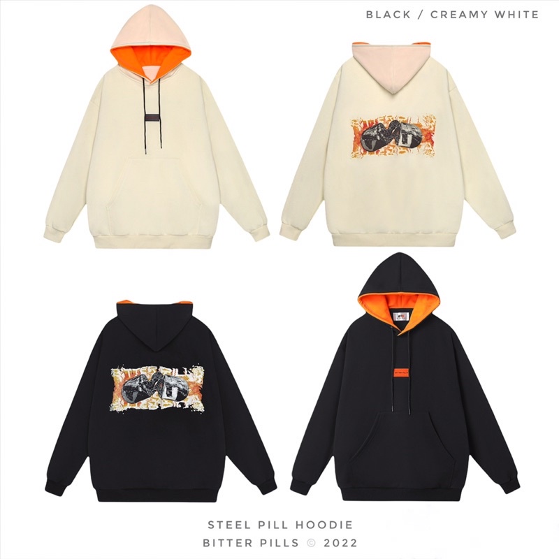 Áo hoodie Steel P i l l  2 màu (Trắng kem / Đen) - Bitter Pills | BigBuy360 - bigbuy360.vn