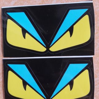 Combo 2 Tem Sticker Con Mắt Fendi Màu Vàng Xanh Dương Dán Nón, Dán Xe Độc Quyền Giá Rẻ