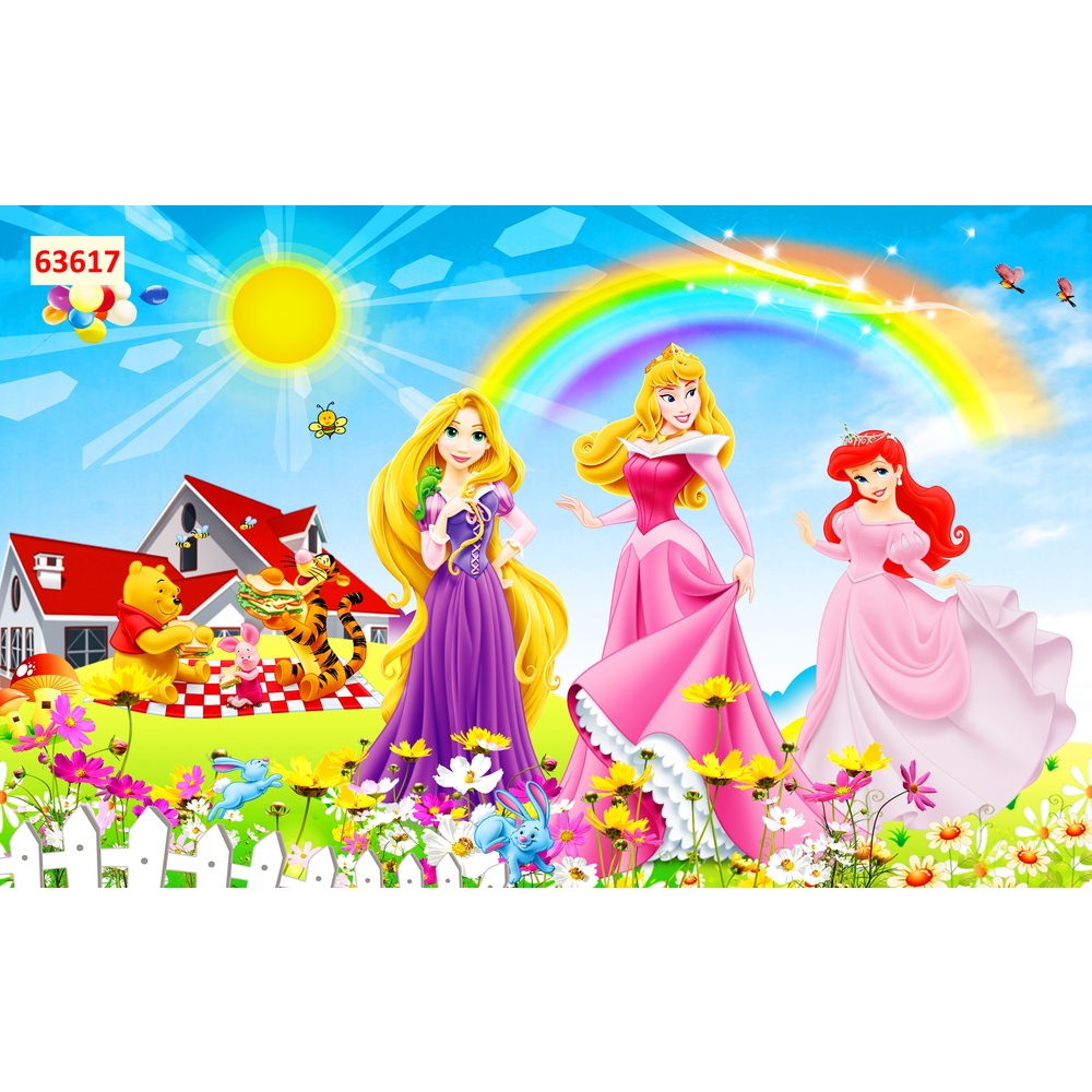 Tranh Dán Tường Phòng Trẻ Em Hình Công Chúa chất liệu chống thấm nước