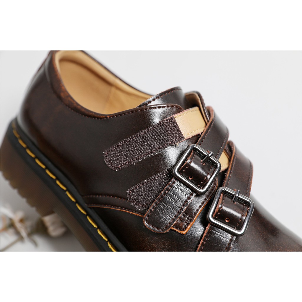 Beanie strap shoes - Giày da bò nữ phong cách vintage, retro