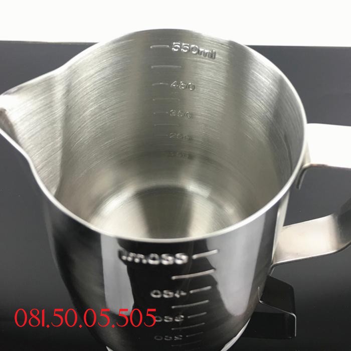 Ca đánh sữa inox (có vạch chia) 350ml - 550ml - 1 Lít-  Lọ rắc bột inox Bút vẽ latte Tạo bọt cà phê Khuôn capuchino