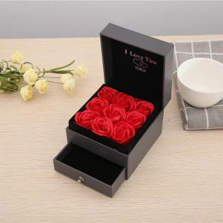 Hộp quà tặng cao cấp Hoa hồng sáp thơm vĩnh cửu đựng son đựng trang sức
