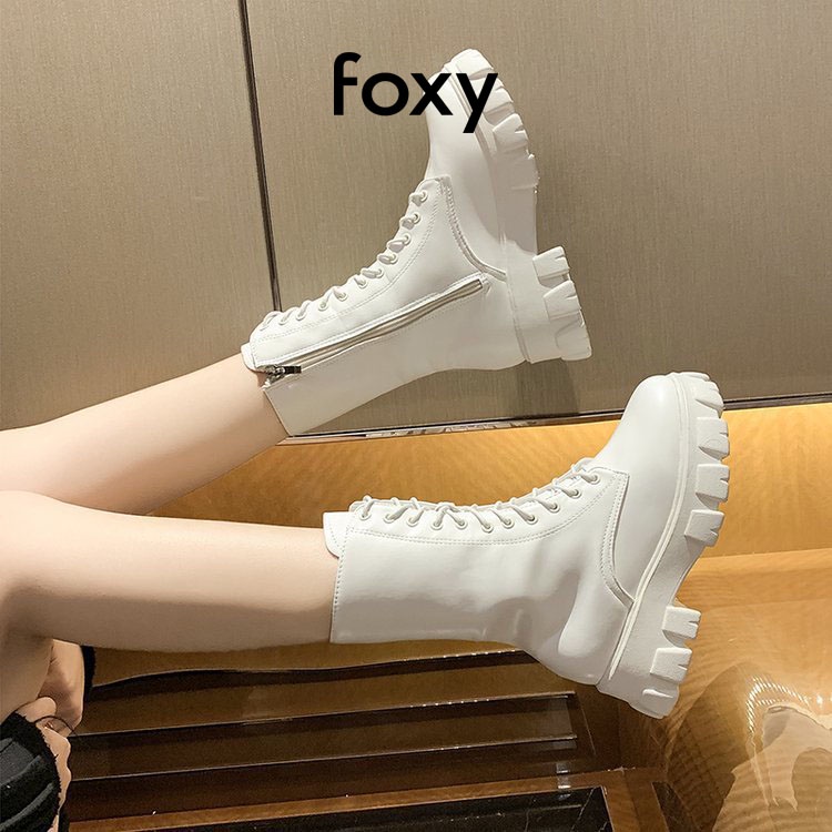 Giày Boots Nữ Cổ Cao Giày Martin FOXY Đế Tăng Chiều Cao Buộc Dây Kéo Khoá Phong Cách Gợi Cảm - FOX031 | BigBuy360 - bigbuy360.vn