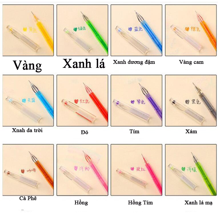 Bút Nhũ 12 Màu Ngòi 0.38mm