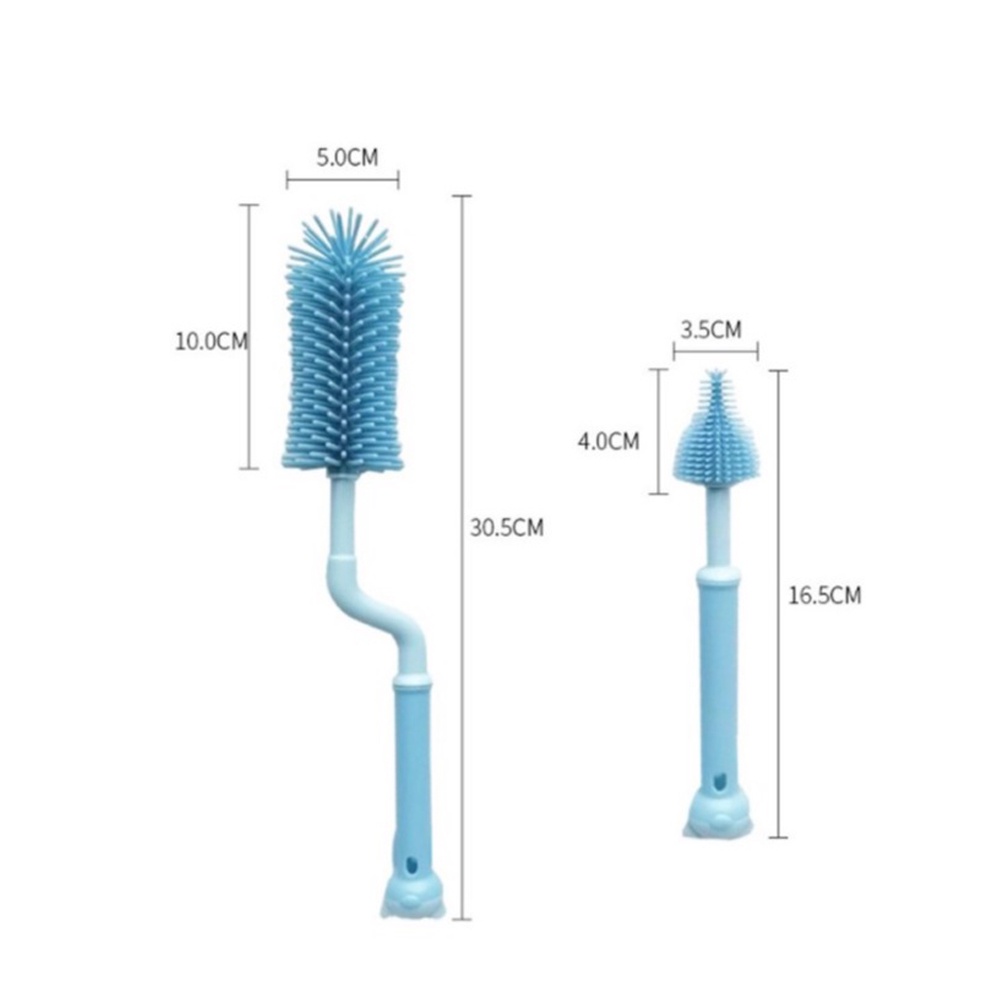 3 In 1 Soft Silicone Bottle Brush | 360 Degree Rotary | Nipple Brush | Baby Bottle Teat Straw Cleaner