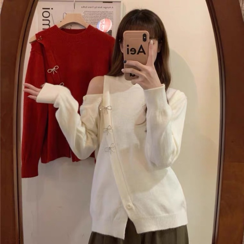 Áo len hở vai mặc Tết/ áo len thời trang dành cho nữ