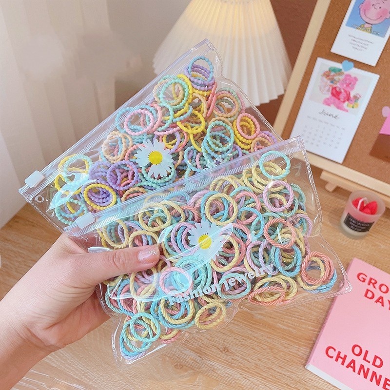 Set 100 Dây Thun Buộc Tóc Nhiều Màu Sắc