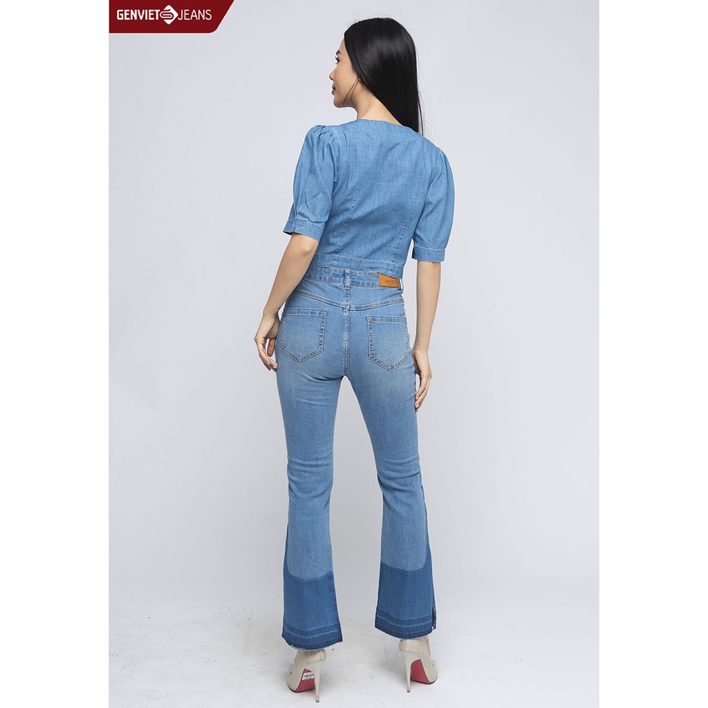 Quần Dài Jeans Nữ Ống Loe Xe Gấu XQ110J930 GENVIE