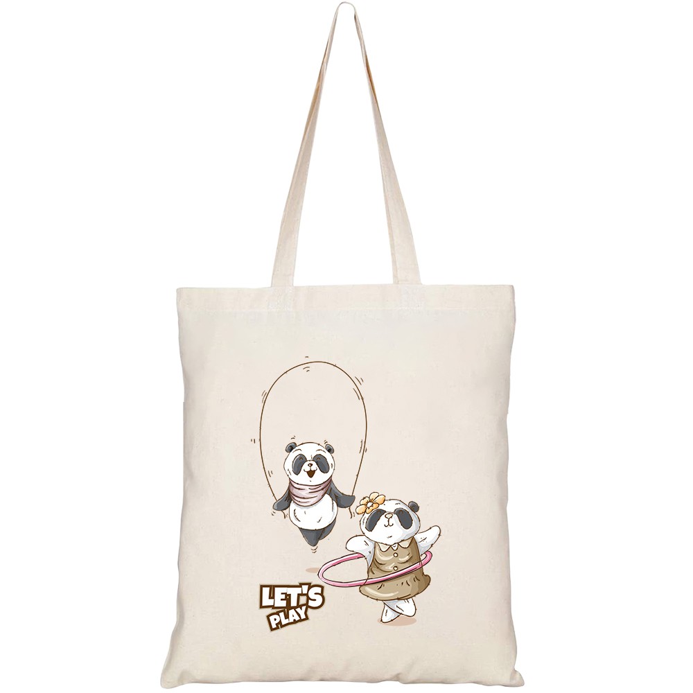 Túi vải tote canvas HTFashion in hình set cute panda pattern HT204