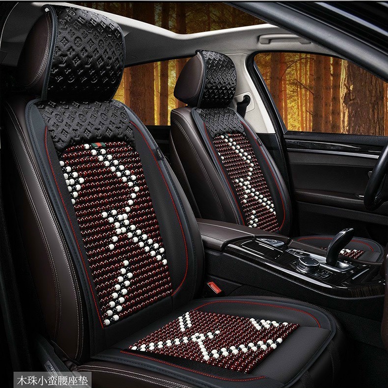 Lót ghế tựa lưng hạt gỗ ô tô, xe hơi hoa văn, chống nóng massage 🍁Cao Cấp - Hàng Xịn🍁