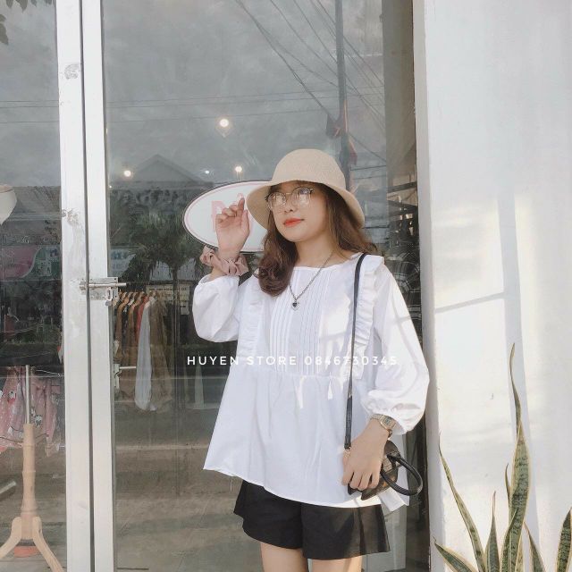 Áo baby doll tay lỡ viền bèo 7554Dn