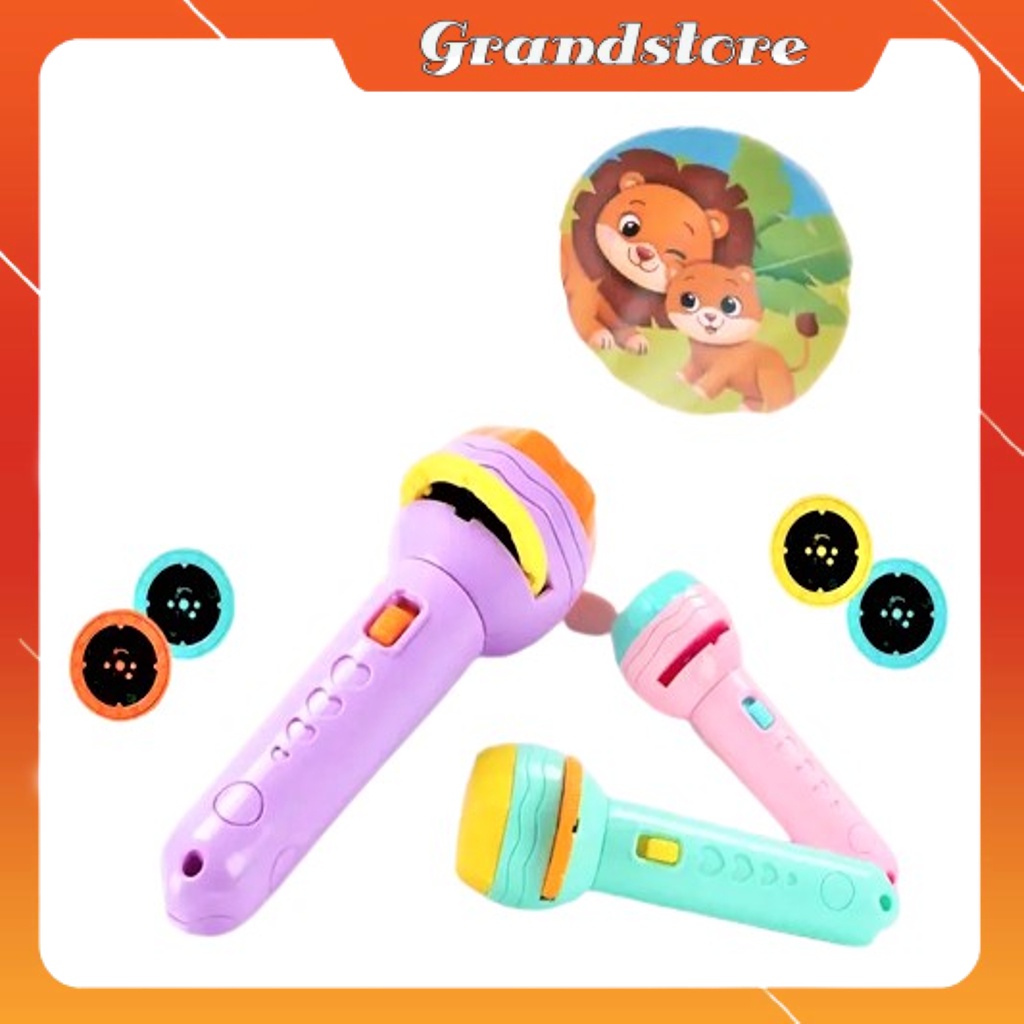 Đèn pin mini chiếu hình ảnh thú 3D 24 con động vật lên tường trần nhà cho bé, đồ chơi giáo dục kể chuyện học thông minh