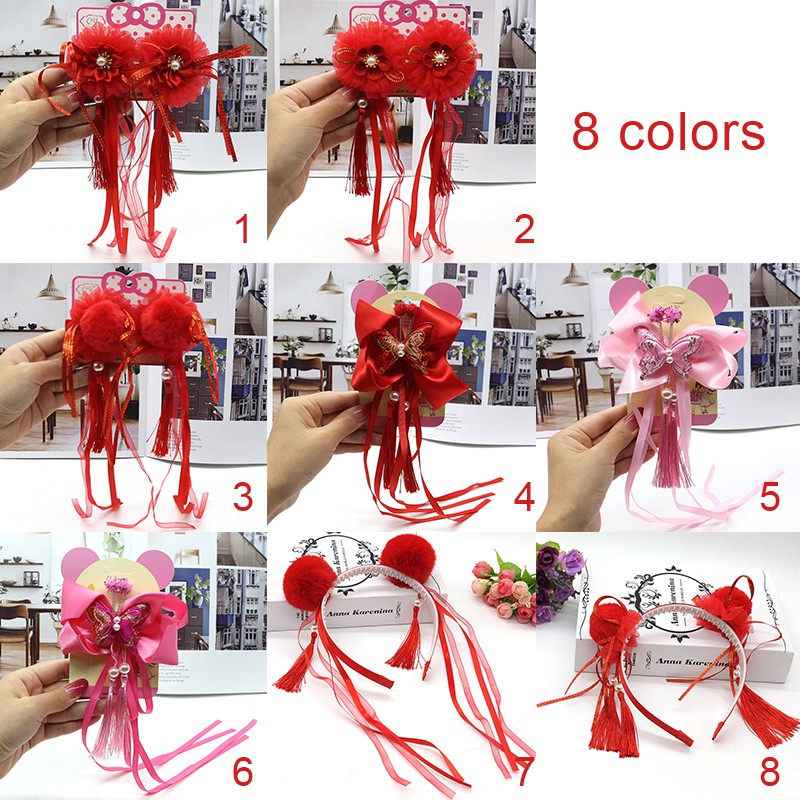 Kẹp tóc hình hoa dáng dài phong cách Hán Phục dễ thương dành cho bé