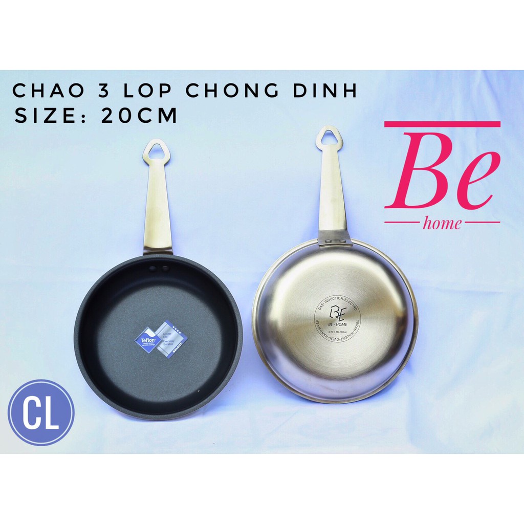 Chảo Behome chống dính inox 304 20cm