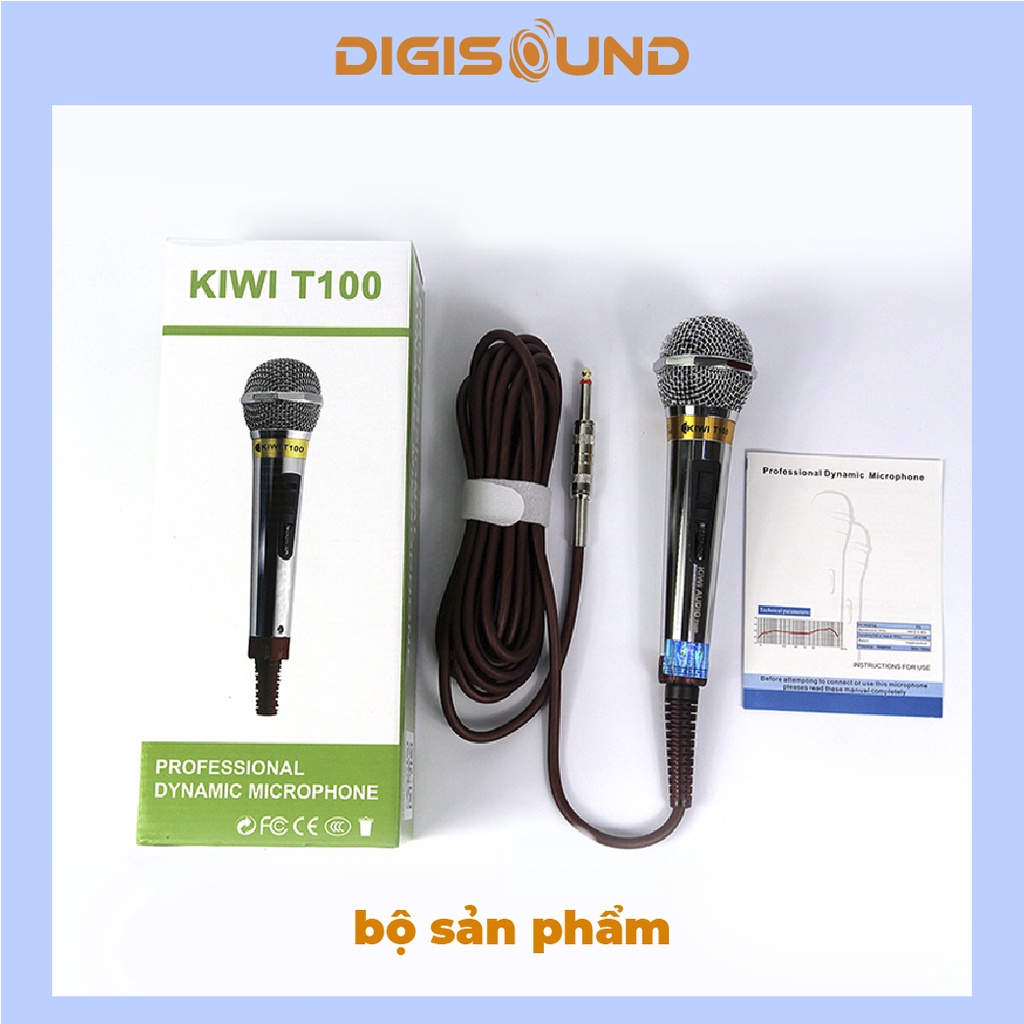 Micro có dây Kiwi T100 hát karaoke giọng hát trong, tương thích nhiều dòng loa, amply