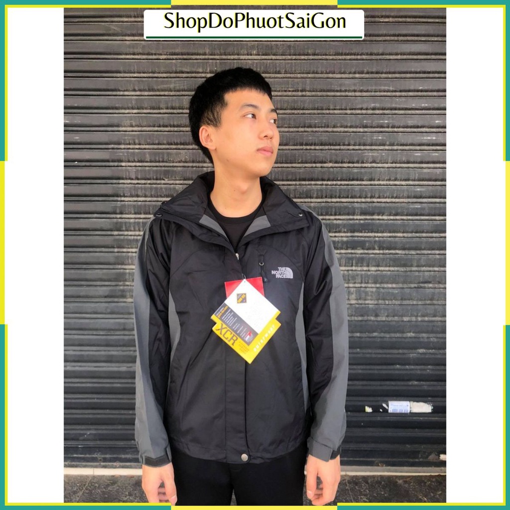 Áo khoác dù The Nothface 2 lớp cao cấp màu đen phối xám
