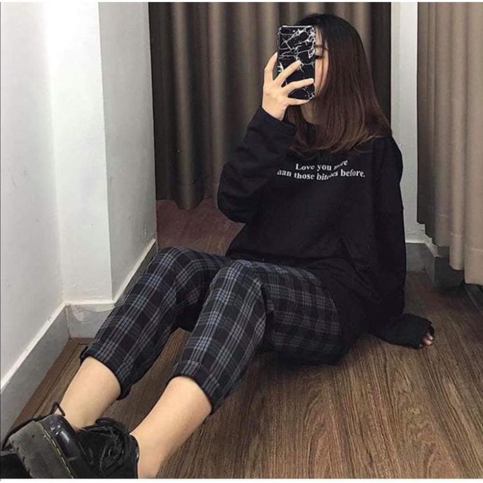 Quần baggy pants PLAID Caro Xanh Đen V1 unisex ống bó  ྇