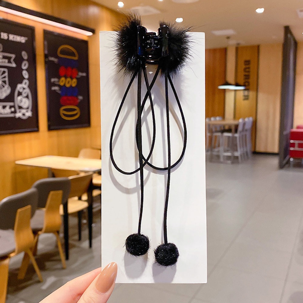 Kẹp Tóc Đuôi Ngựa Đính Bóng Lông Tua Rua Thanh Lịch Thời Trang Cho Nữ