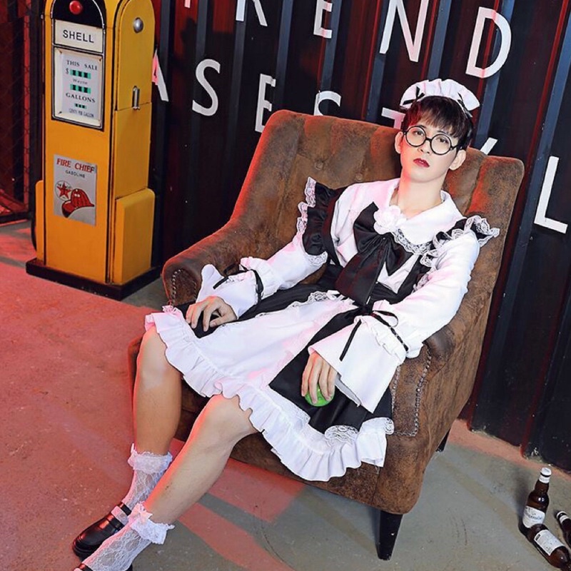 [Có sẵn] Set Váy Maid Phong Cách Lolita Kèm Vớ