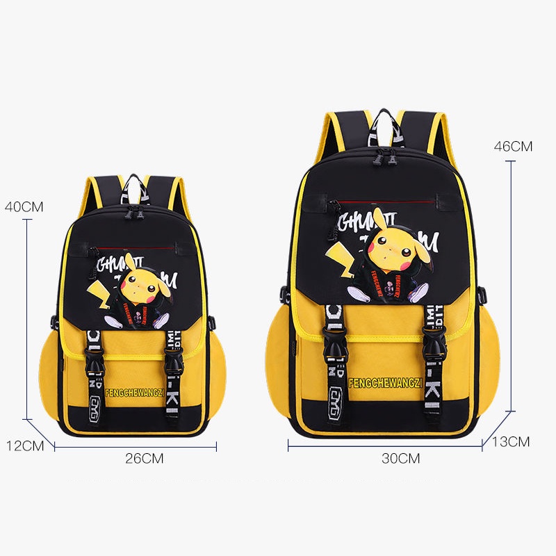 Ba Lô Đi Học/Du Lịch In Hình Pikachu Đáng Yêu Có Sức Chứa Lớn Cho Bé Lớp 1st-6