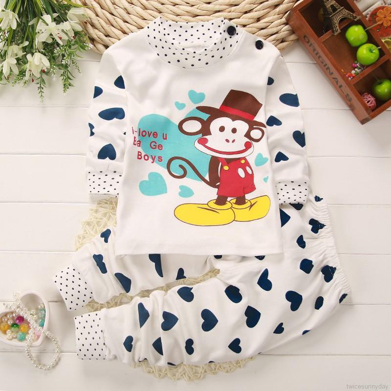 Bộ quần áo ngủ tay dài phong cách hoạt hình dành cho bé