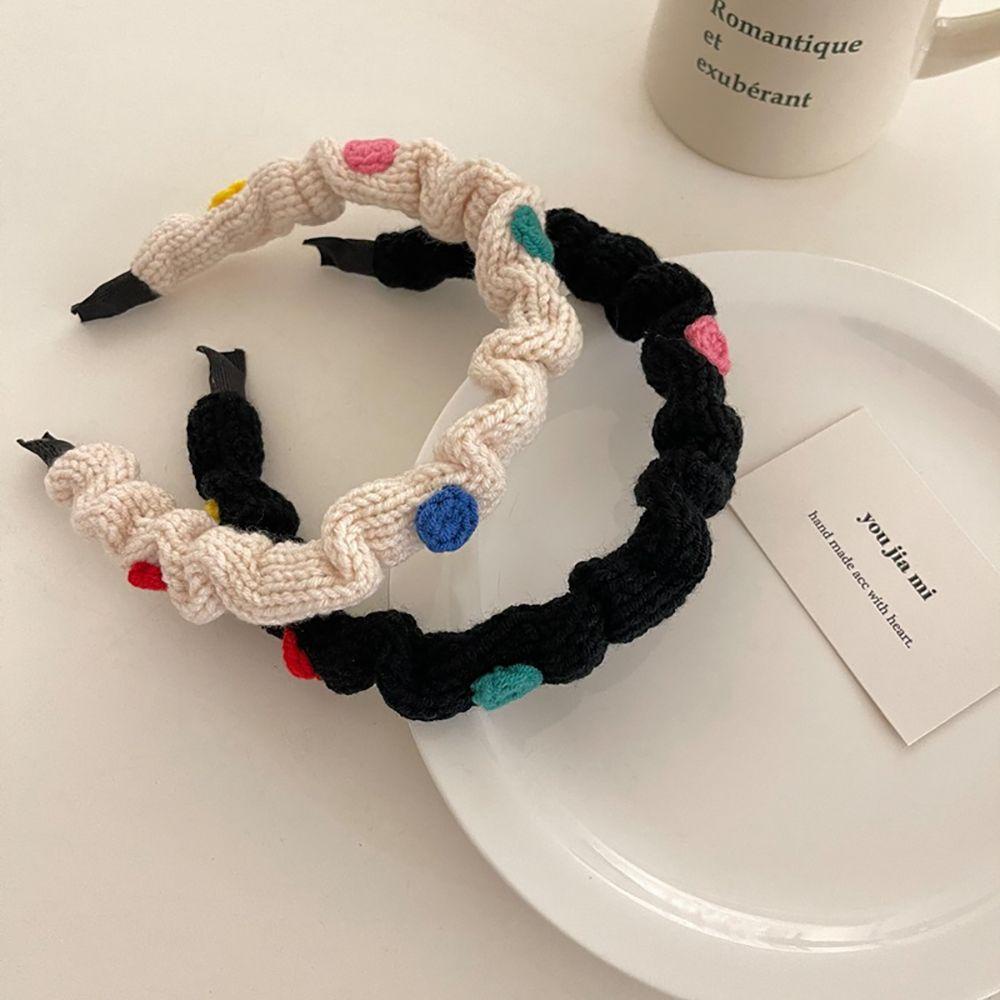 TWINKLE Cài Tóc Đan Len Họa Tiết Hoa Màu Kẹo Ngọt Phong Cách Retro Dễ Thương Cho Nữ