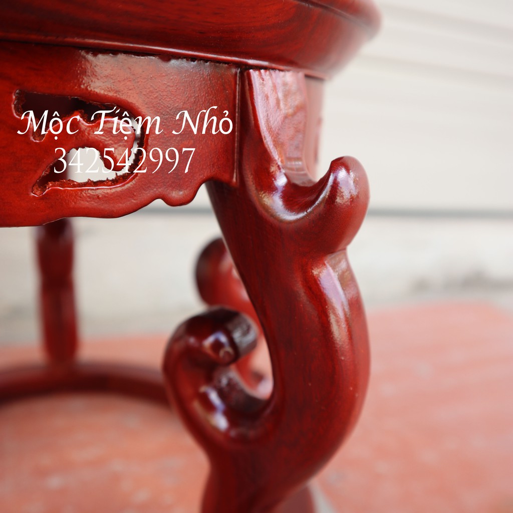 Kỷ khuyên tròn gỗ hương đỏ Kỷ chân-Đôn tròn chân-Đế bát hương