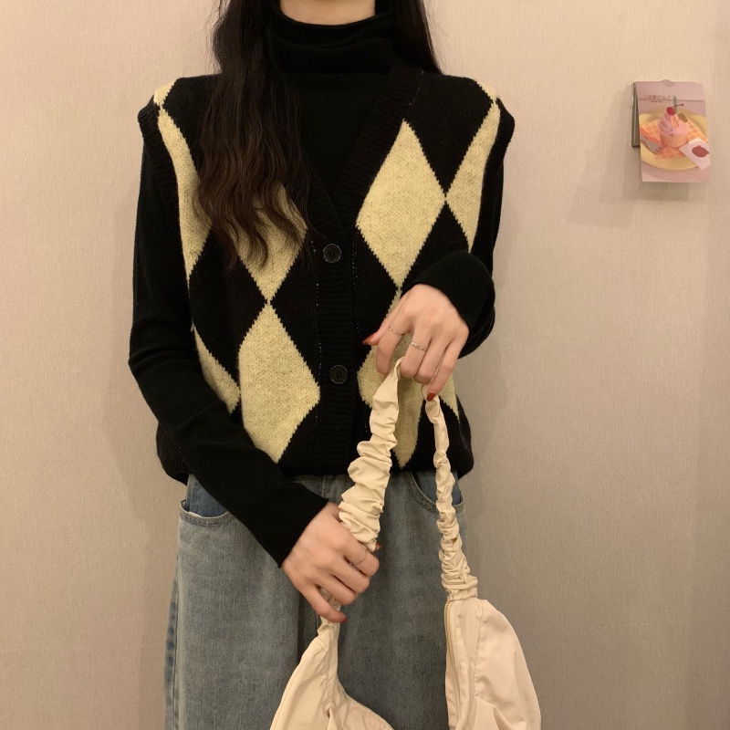 SUXI Áo len không tay kiểu dáng Hàn Quốc cho nữ