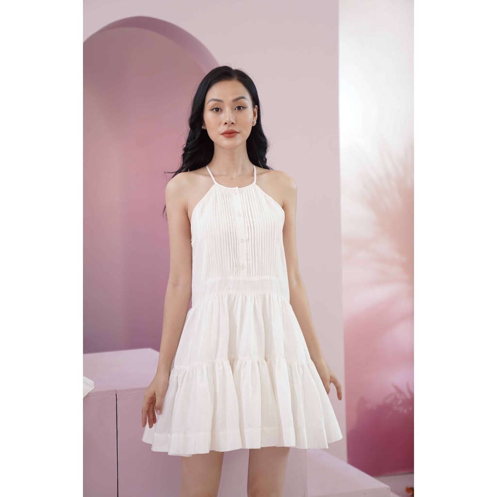 Đầm lụa trắng joli dress lalalune mẹ và bé
