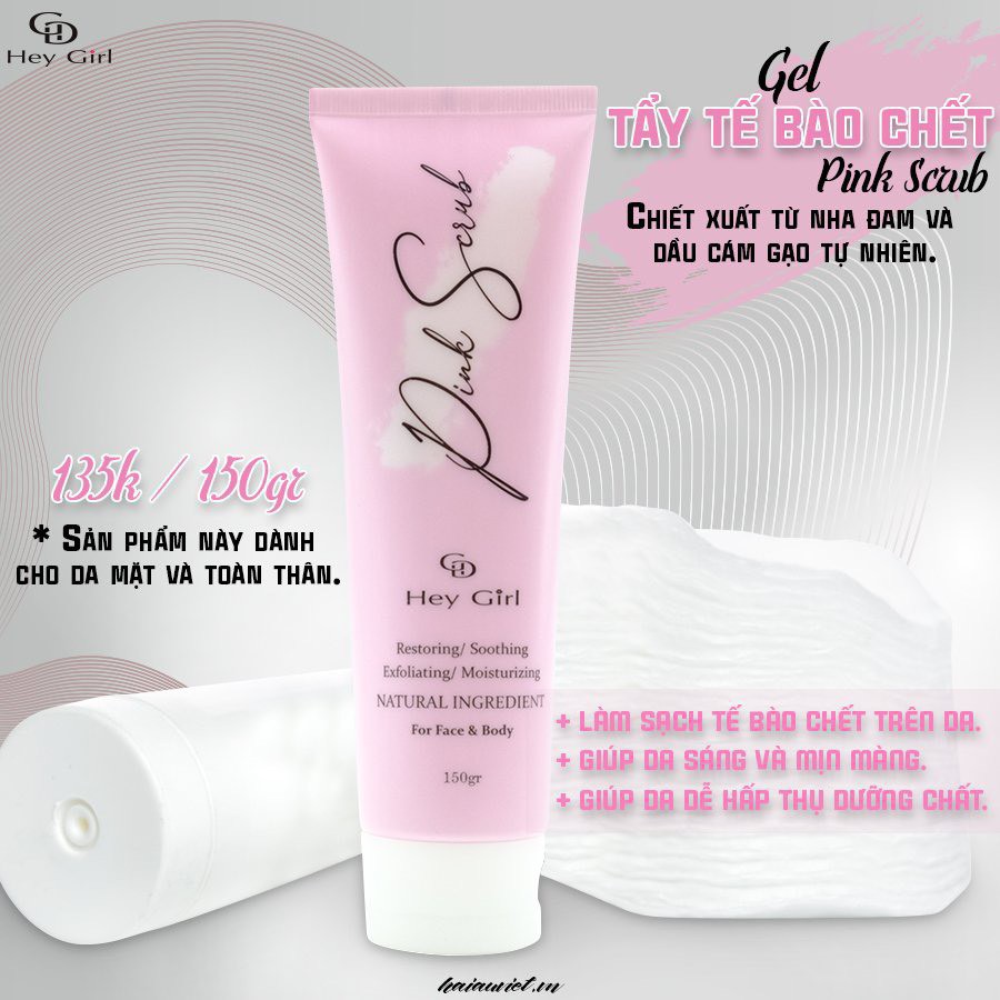 Tẩy Tế Bào Chết Dạng Gel Pink Scrub Cho Da Mặt, Body,Từ Dầu Cám Gạo, Nha Đam Sạch bã Nhờn, Hết Mụn 150g-Hà Mi mart