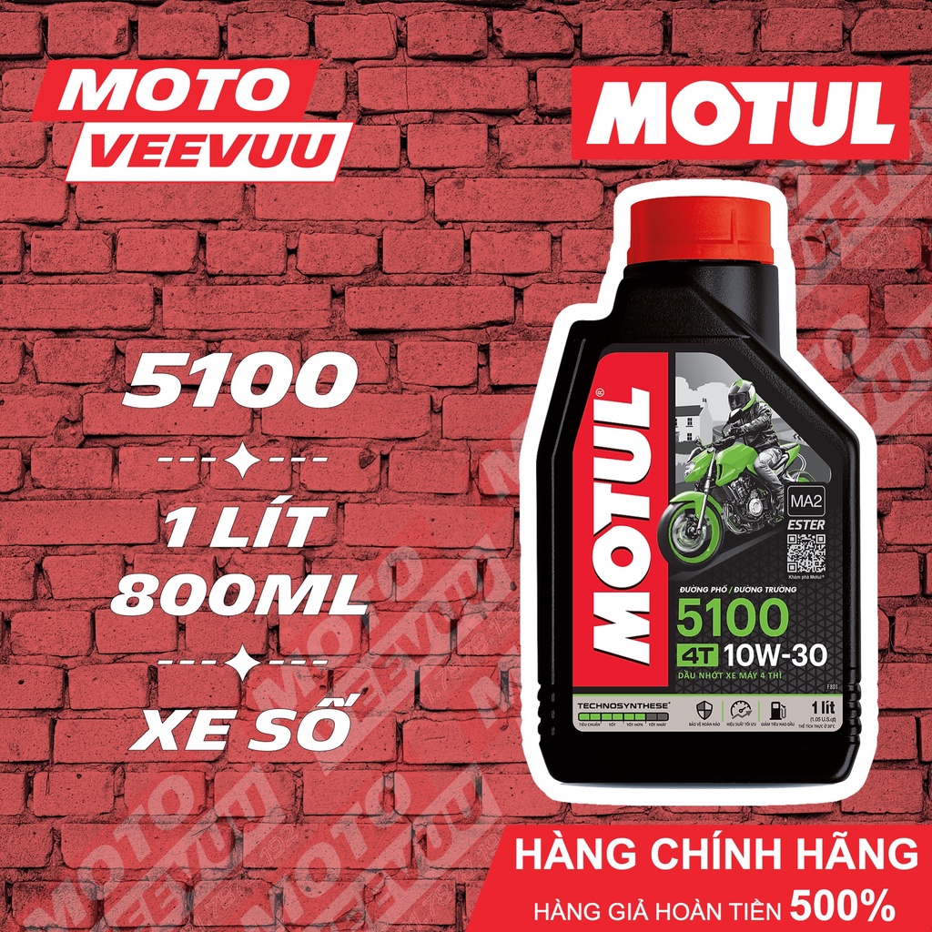 Dầu nhớt xe số Motul 5100 4T 10W30 SM/SL MA2 800ml &amp; 1 Lít Bán tổng hợp Ester