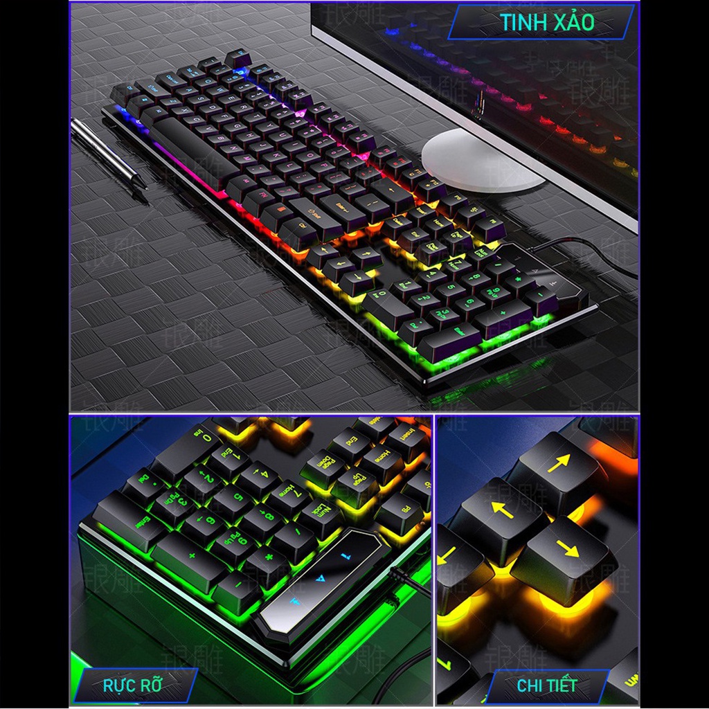 Bàn phím máy tính Gaming RGB YINDIAO V4 có dây / Đèn LED RGB chống nước chơi game máy tính Esport