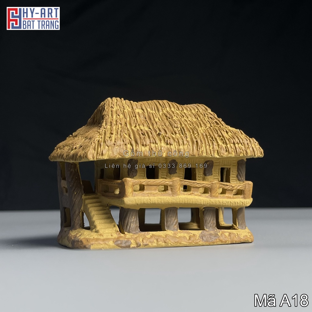 Mô hình gốm Nhà Sàn phụ kiện trang trí tiểu cảnh hòn non bộ bể cá chậu cây bonsai