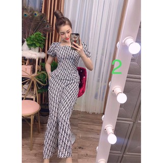 Sét lụa tay phồng quần ống ôm