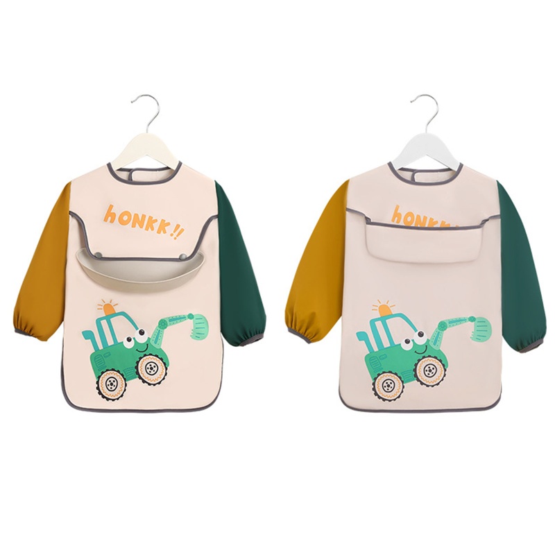 Tạp Dề Tay Dài Chống Thấm Nước In Họa Tiết Hoạt Hình Có Thể Điều Chỉnh Cho Bé