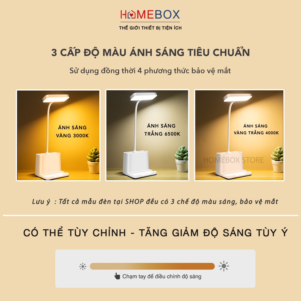 Đèn bàn học làm việc đọc sách sạc tích điện cảm ứng 3 màu ánh sáng - Đèn học LED mini chống cận thị có tăng giảm sáng