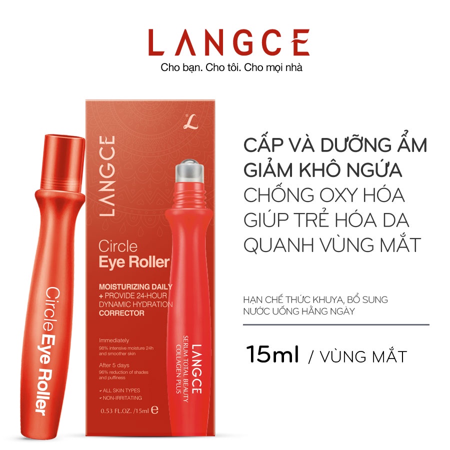 TINH CHẤT LĂN MẮT 360 CẤP+DƯỠNG ẨM, GIẢM NGỨA, TRẺ DA (HỘP ĐỎ) 15ml LANGCE