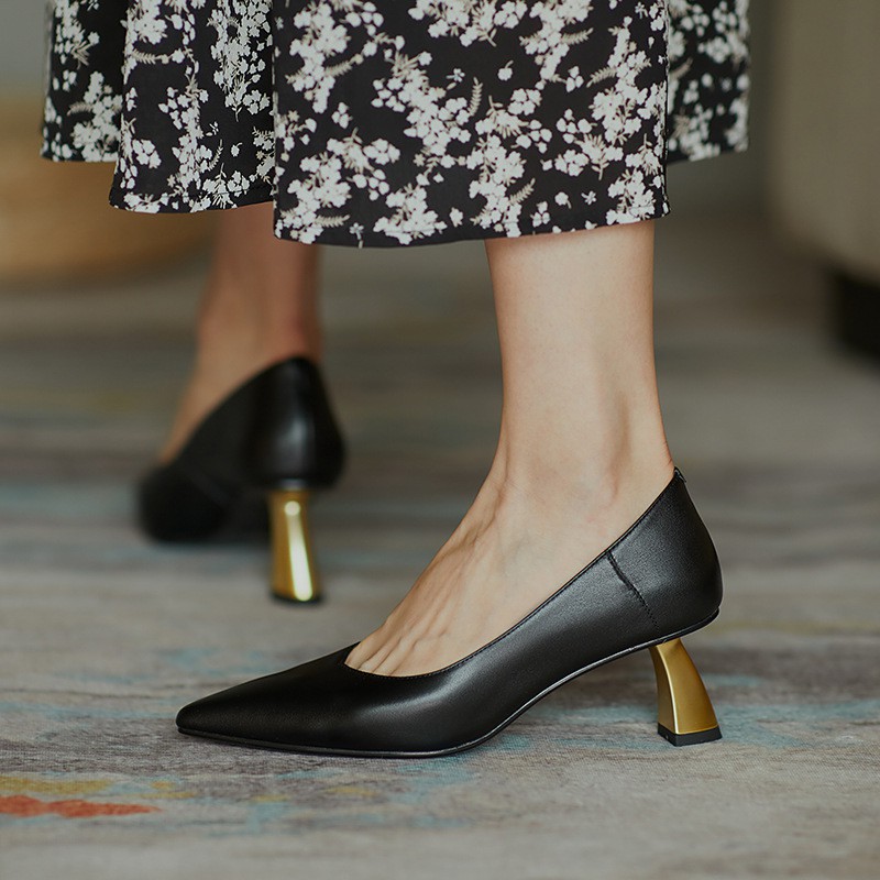 New White Fashion Female High Heel Shoes Only French V Mouth Elegant Cat With Mouth Shoe