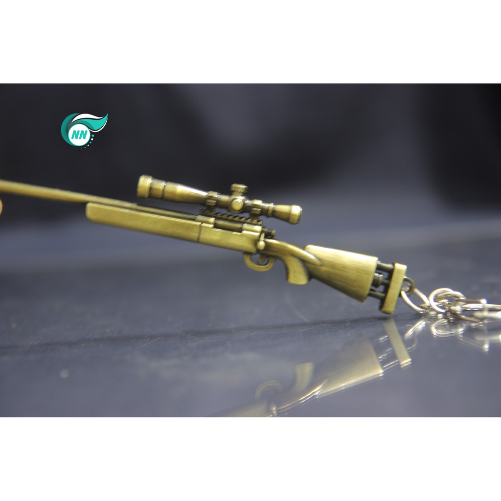 Móc Khóa Mô hình Pubg M24 xi mạ đồng thau bóng loáng , phụ kiện móc khóa pubg mô hình trong game