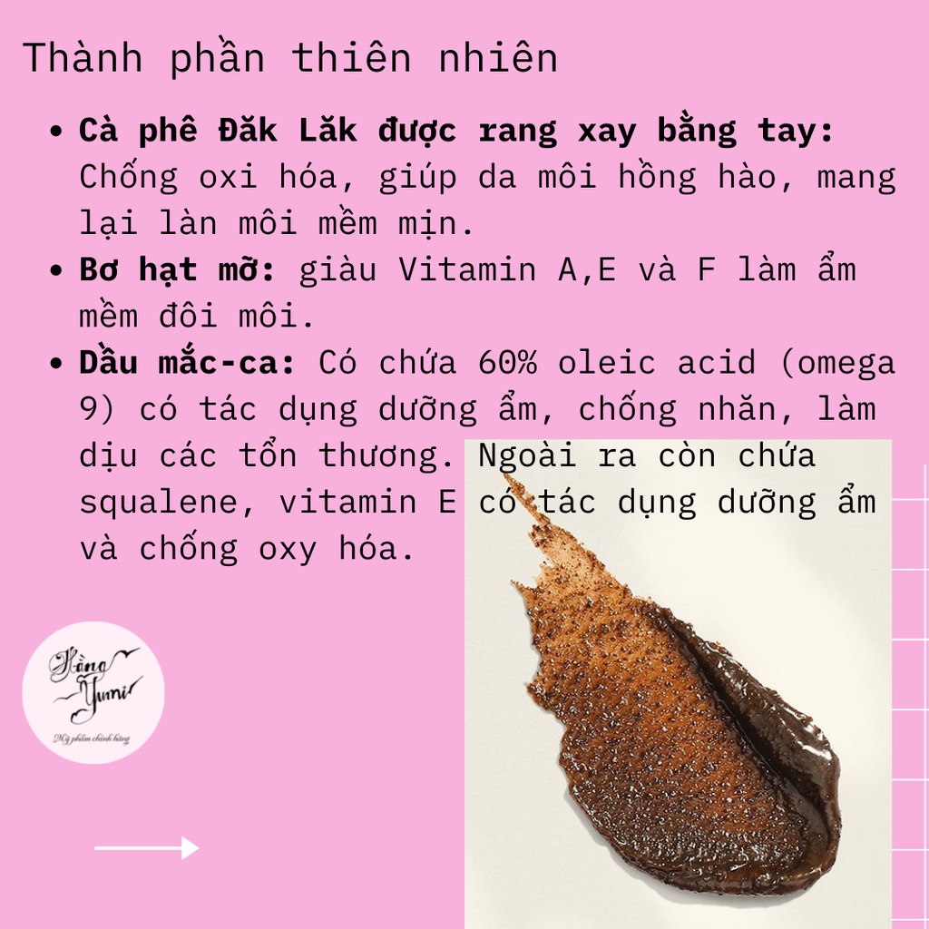 Son tẩy tế bào chết cho môi Cocoon từ Cà Phê Đắk Lắk 5g - Hàng chính hãng