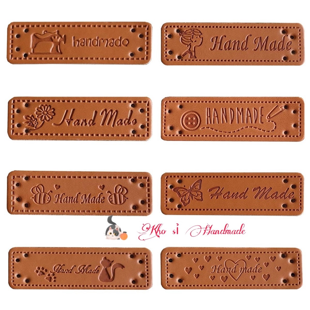 Mác da handmade trang trí sản phẩm thủ công