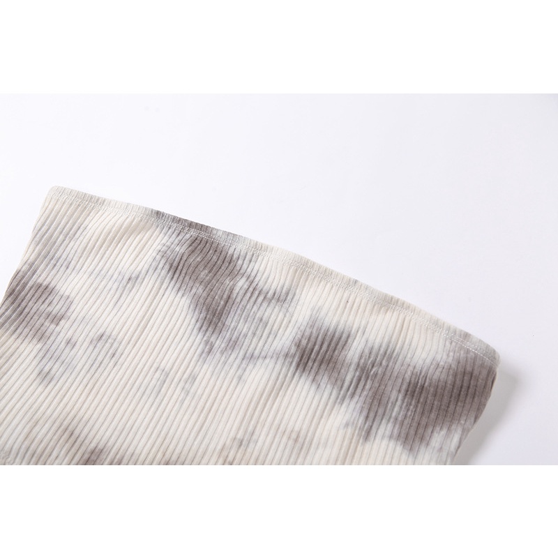 DUNEA Set Áo Croptop Dài Tay + Áo Khoác Cộc Tay Màu Nhuộm Thời Trang Cho Nữ