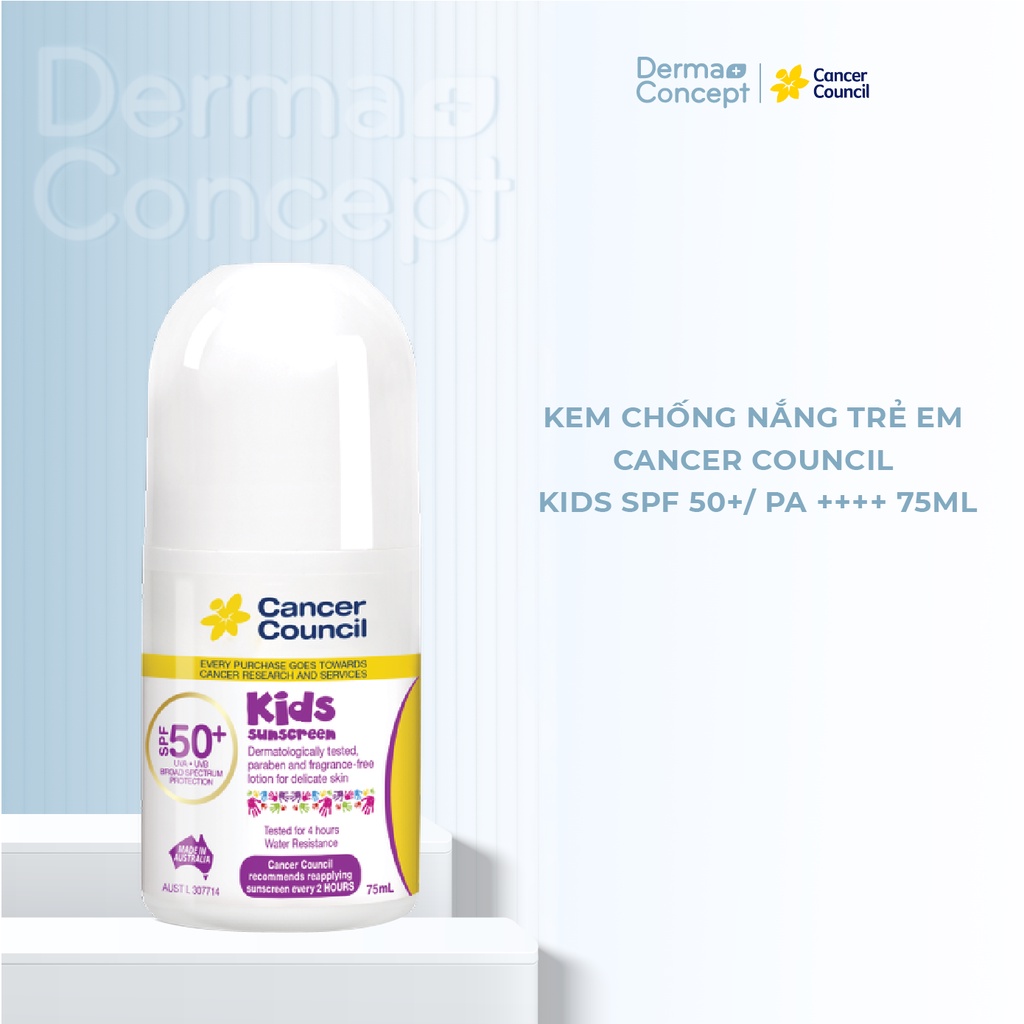 Kem chống nắng Trẻ em Cancer Council Kids SPF 50+/ PA ++++ 35ml/ 75ml/ 110ml/ 200ml