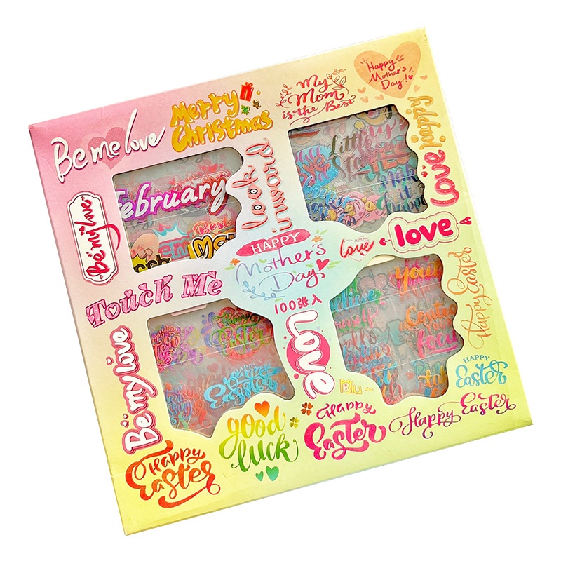 Bộ 100 Sticker Chữ Tiếng Anh Theo Phong Cách Retro