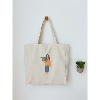 [Hình chụp thật] Túi Tote Túi Vải Leo Canvas Cô Gái Áo Len