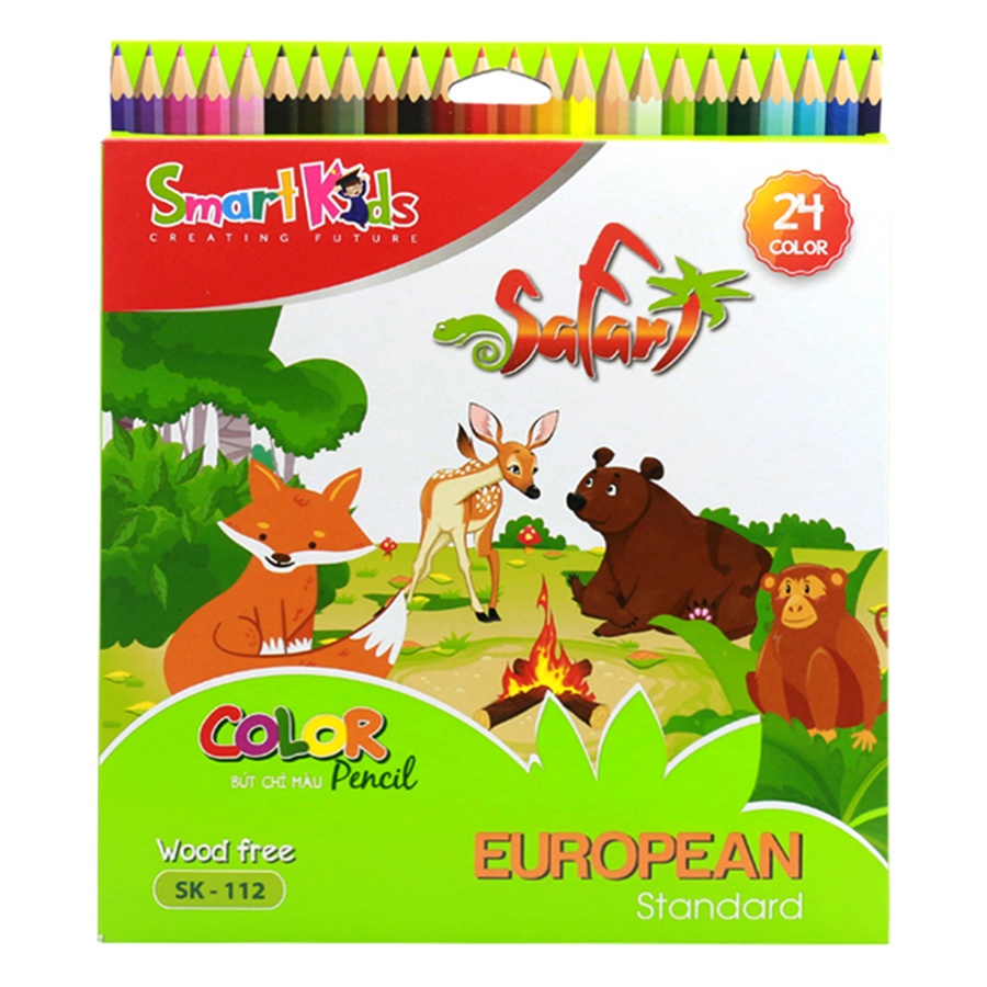 BÚT CHÌ MÀU 12 màu / 24 MÀU WOOD FREE Smart Kids SK-112