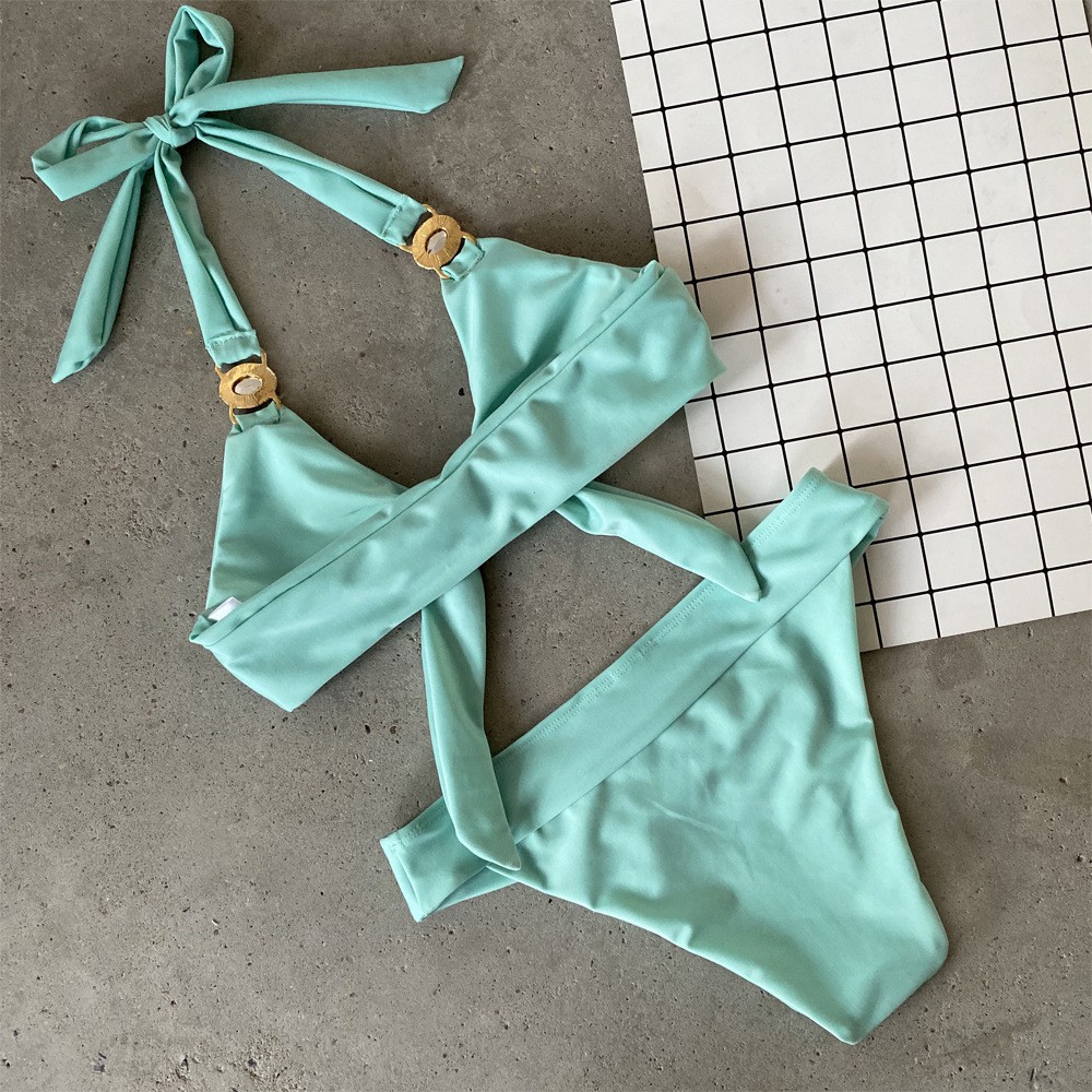 [BKN608] &lt;ÂU&gt; SET BIKINI MIX ĐÁ NƠ NGỰC HỒNG/XANH MINT/TRẮNG