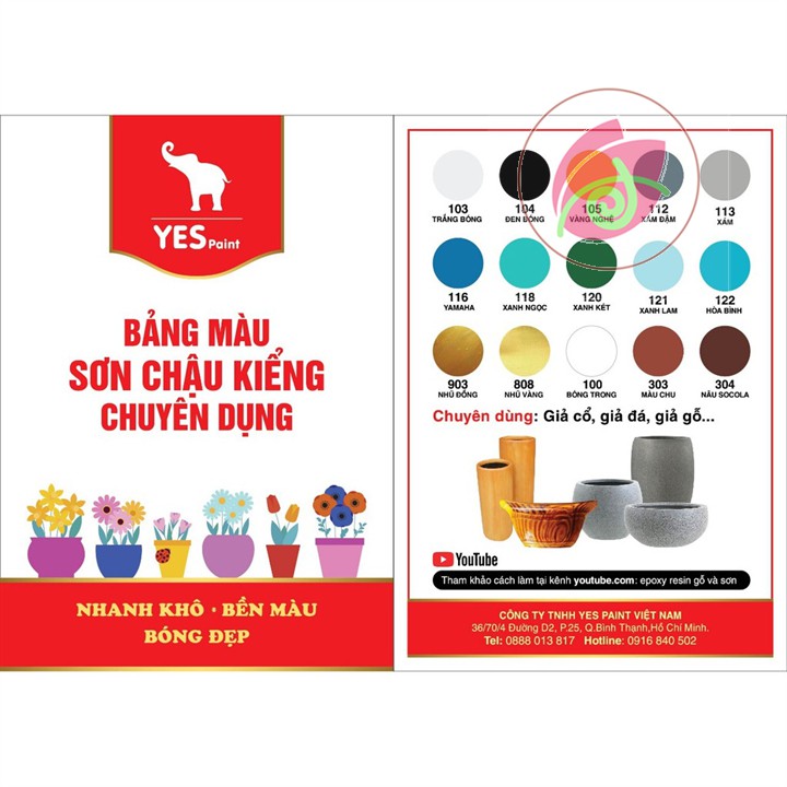 Sơn chậu kiểng màu xanh ngọc 1K Yes  - Lon 400g hoặc 800g